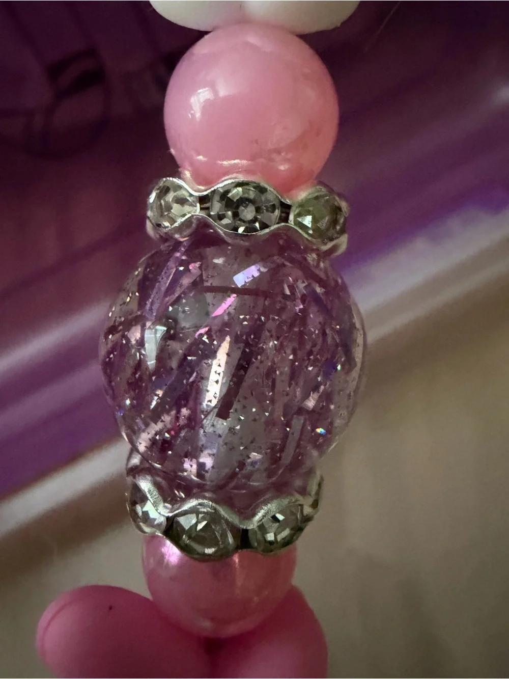 Custom Hello Kitty and My Melody Beaded Pink Ombre Ballpoint Pen